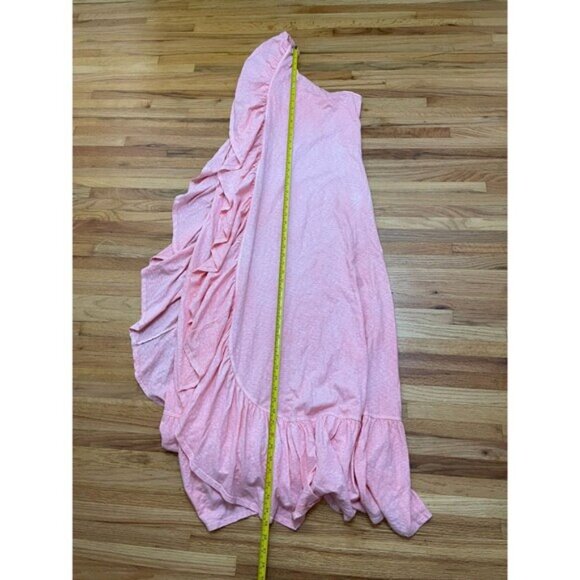 Free People Elisa Women's M Pink Dress Cotton Maxi Beach Ruffled One-Shoulder - Picture 3 of 9